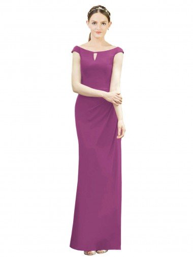 Full Length Long Chiffon Bridesmaid Dress with Boat Neck Essex