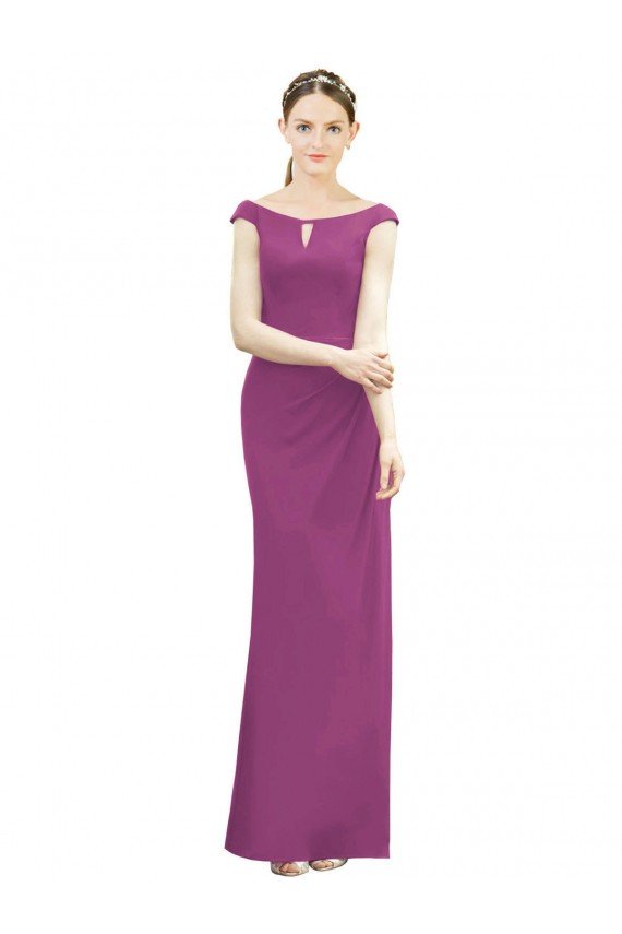 Full Length Long Chiffon Bridesmaid Dress with Boat Neck Essex