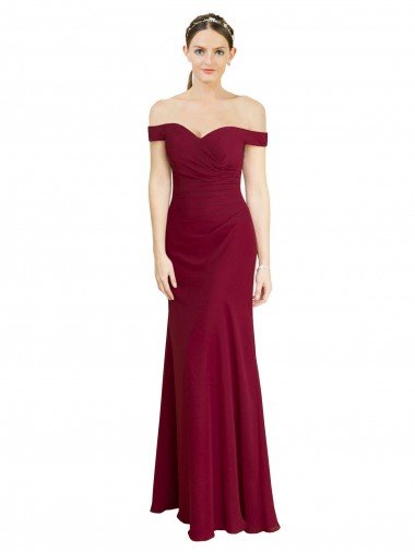 Off the Shoulder Long Chiffon Bridesmaid Dress / Prom Dress with Pleats Essex