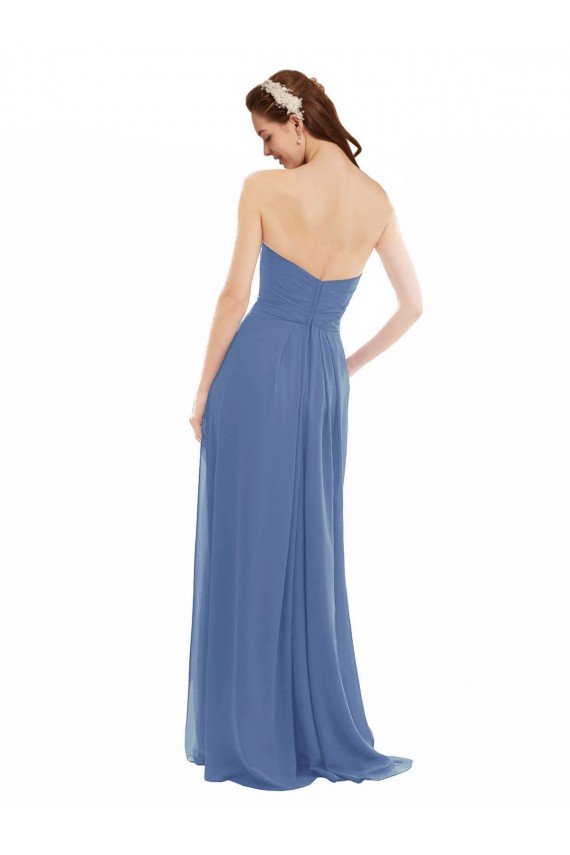 Classic Strapless Bridesmaids Dress with Draped Sweetheart Bodice and Side Slit Essex