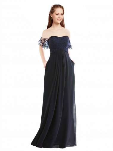 Boho Bridesmaid Dress with Beaded Embroidered Bodice and Flutter Cap Sleeves Essex