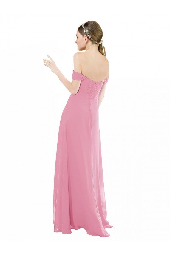 Fitted Sweetheart Bodice Chiffon Bridesmaid Dress with Draped Cap Sleeves Essex