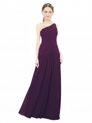 One Shoulder Chiffon Bridesmaid Dress with Draped Bodice Essex