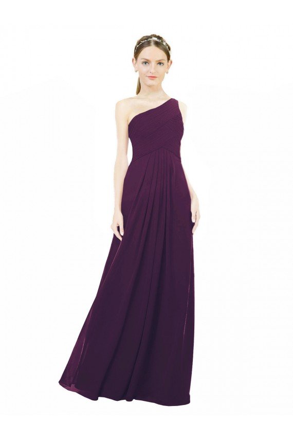 One Shoulder Chiffon Bridesmaid Dress with Draped Bodice Essex