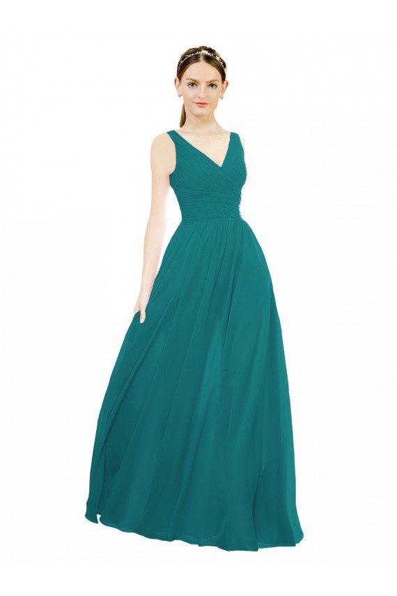 Figure Flattering Chiffon Bridesmaid Dress with Draped V-Neck Bodice Essex