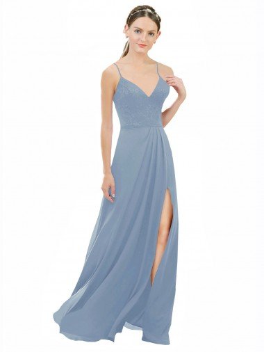 Sexy Chiffon Bridesmaid Dress with V-Neck Lace Bodice Essex