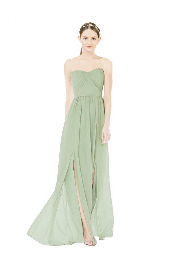 Strapless Draped Bodice Maxi Bridesmaid Dress with Front Slits Essex