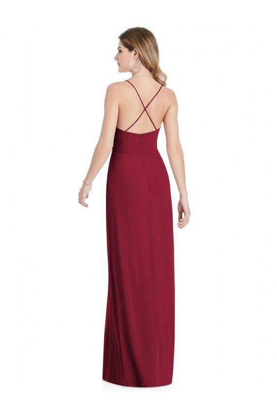 Pleated Skirt Chiffon Maxi Bridesmaid Dress with Pockets Essex
