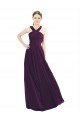 Draped Long Chiffon Bridesmaid Dress with Unique Crossed Neckline Essex