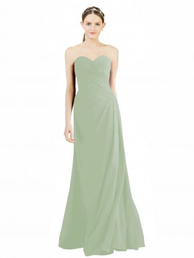 Sweetheart Neckline Draped Floor Length Chiffon Bridesmaid Dress Essex