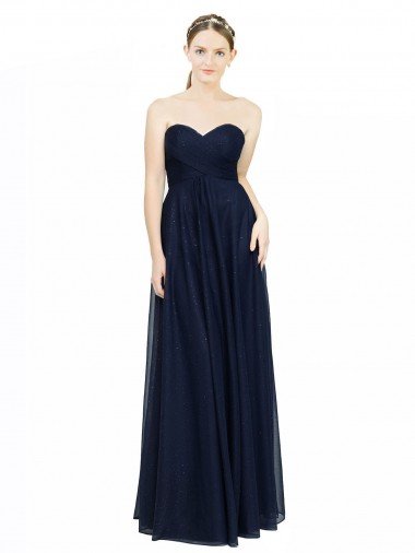 Strapless Sweetheart Long Chiffon Bridesmaid Dress Low Back Essex