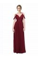 Off the Shoulder V-Neck Petite Chiffon Bridesmaid Dress with Open Back Essex