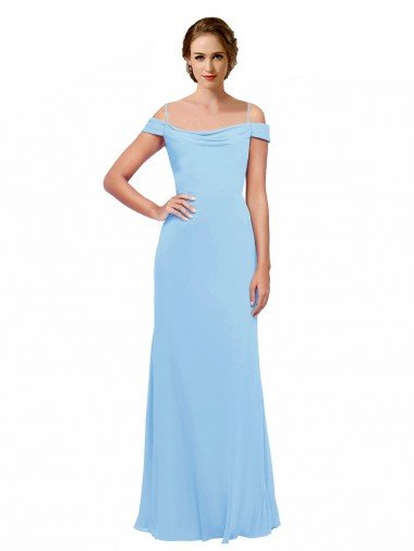 Off the Shoulder Bateau Neck Chiffon Bridesmaid Dress with Straps Essex