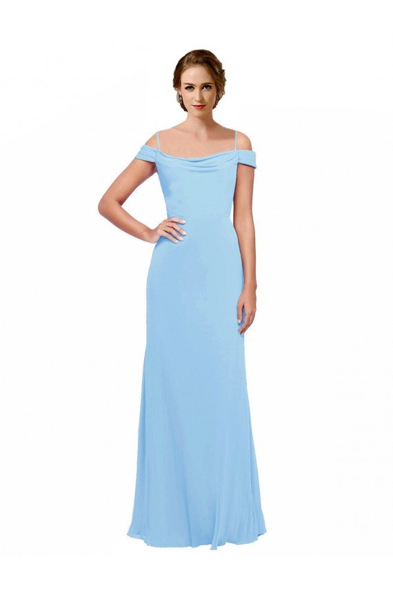 Off the Shoulder Bateau Neck Chiffon Bridesmaid Dress with Straps Essex