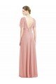 Draped Short Sleeves Long Chiffon A-Line Bridesmaid Dress Essex