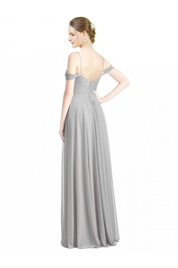 Off the Shoulder Long Chiffon Bridesmaid Dress with Ruched Bodice Essex