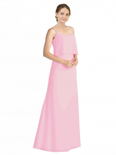 Spaghetti Straps A-Line Chiffon Bridesmaid Dress Low Back Essex