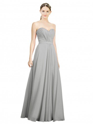 Sweetheart Strapless Draped Long Chiffon Bridesmaid Dress Essex