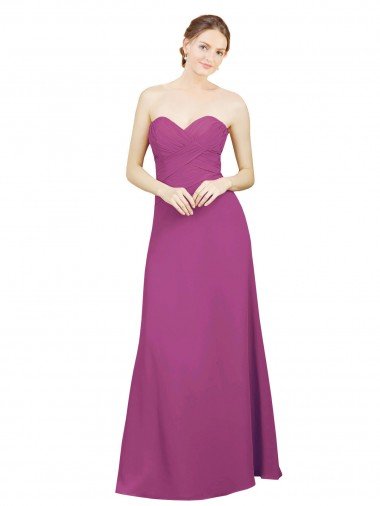 Sweetheart Neckline Pleated Chiffon Bridesmaid Dress with Low Back Essex