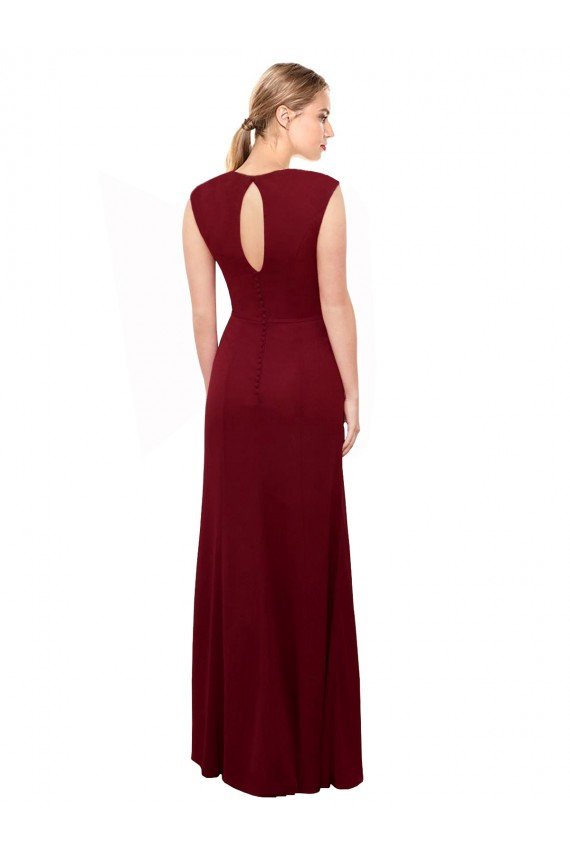 Cap Sleeves Chiffon Bridesmaid Dress / Prom Dress with Pleated V-Neck Bodice Essex