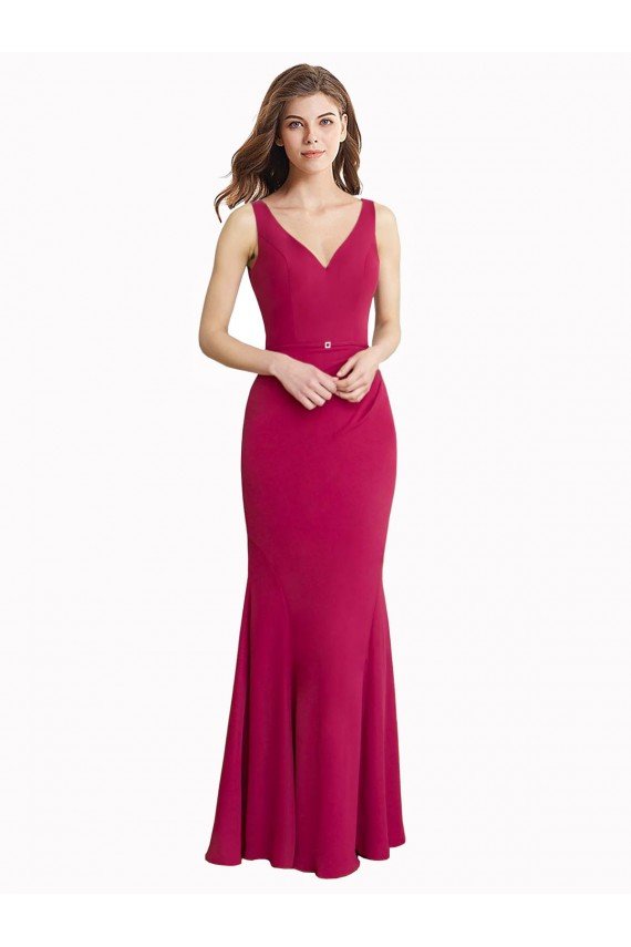 V-Neck Mermaid Chiffon Bridesmaid Dress / Prom Dress with V-Back and Belt Essex