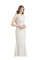 Long Chiffon Bridesmaid Dress with Boat Neckline and Satin Collar Essex