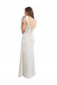 Long Chiffon Bridesmaid Dress with Boat Neckline and Satin Collar Essex