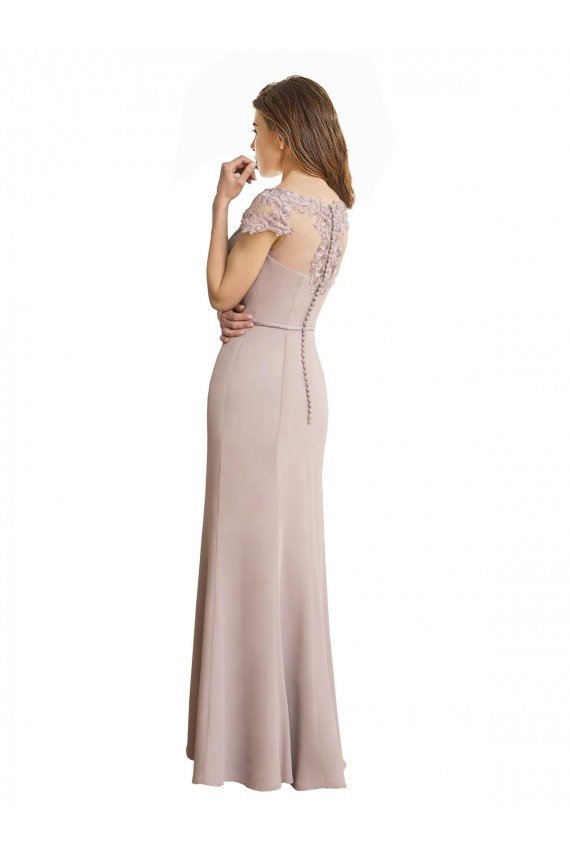 Capped Sleeves Embroidered with Applique Lace Mermaid Chiffon Bridesmaid Dress Essex