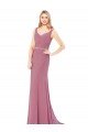 Long Slim Chiffon Bridesmaid Dress / Prom Dress with Beaded Waist Essex