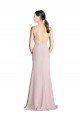 Long Slim Chiffon Bridesmaid Dress with Ruffled Waist and Keyhole Essex