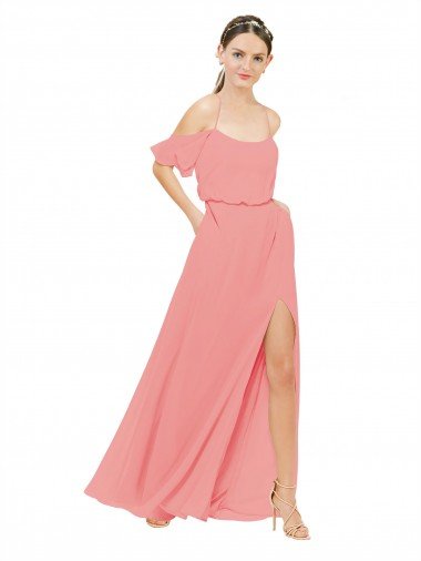 Draped Off the Shoulder Sleeves Chiffon Bridesmaid Dress Essex