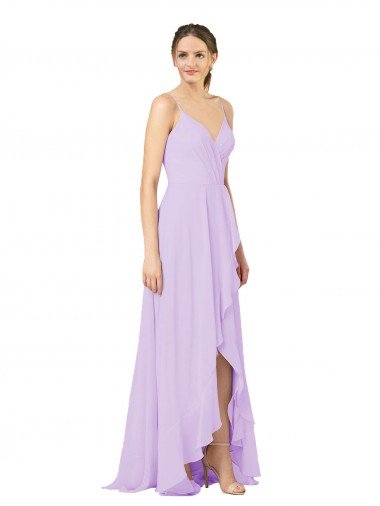 High-Low Chiffon Bridesmaid Dress with Ruffle Detail Essex