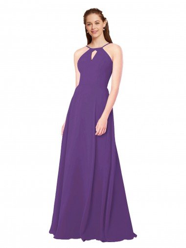 High Halter Chiffon Bridesmaid Dress with Keyhole Essex
