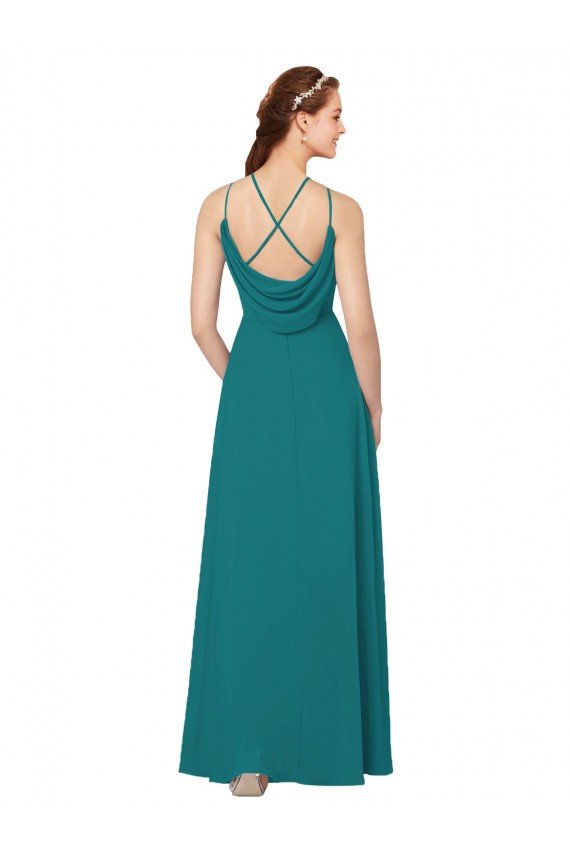 Simple Chiffon Bridesmaid Dress with High Halter Neckline Essex