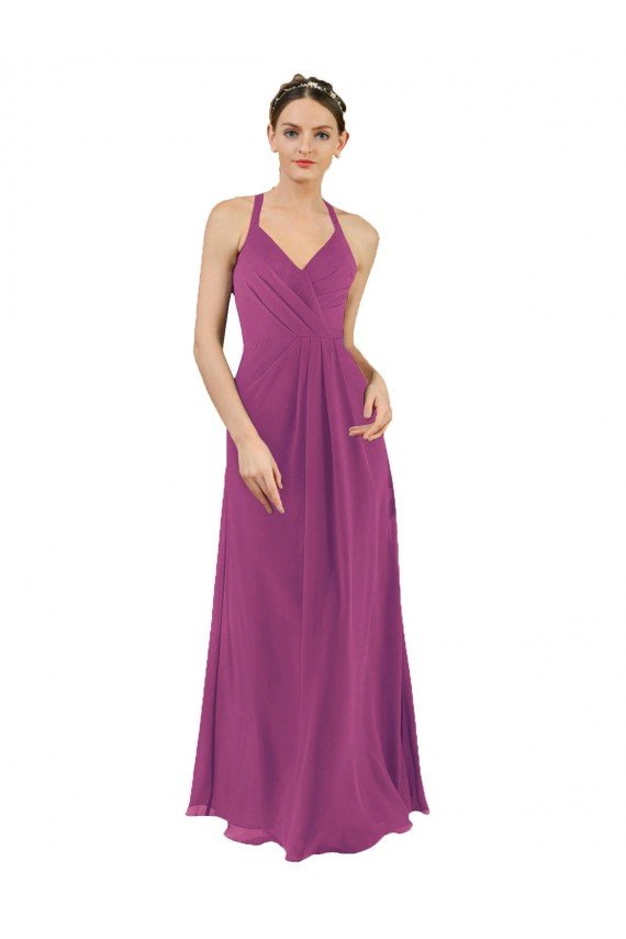Sassy Chiffon Bridesmaid Dress with Halter Neckline Essex