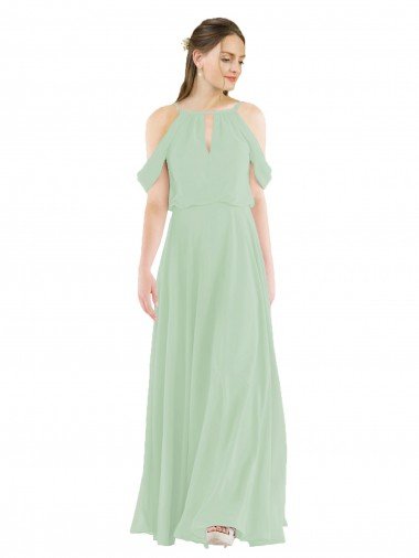 Off-the-Shoulder Long Chiffon Beachy Bridesmaid Dress Essex