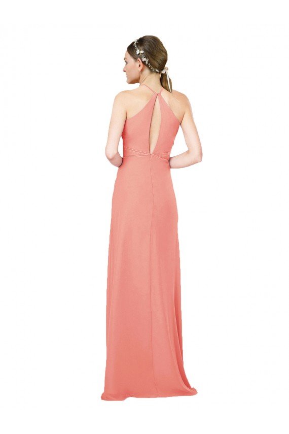 Modern Long Chiffon Bridesmaid Dress with Keyhole Back Essex