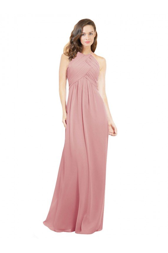 Chiffon Bridesmaids Dress with Draped Bodice and Keyhole Back Essex