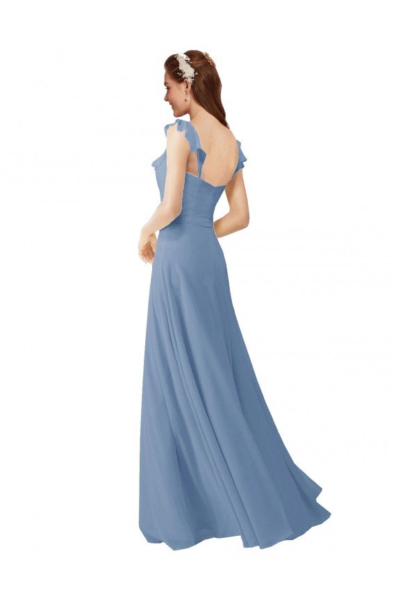 Chiffon Bridesmaids Dress with Ruffle Neckline Essex