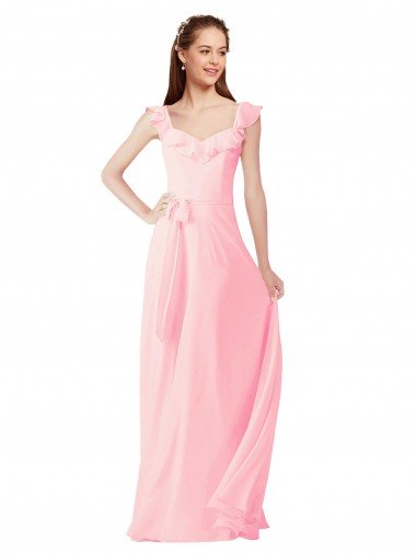 Chiffon Bridesmaids Dress with Ruffle Neckline Essex
