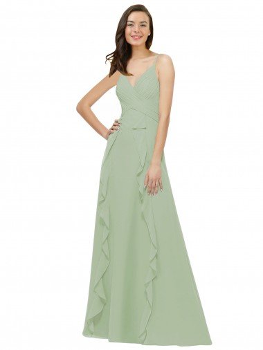 Chiffon Bridesmaid Dress with Ruffles and Draping Essex