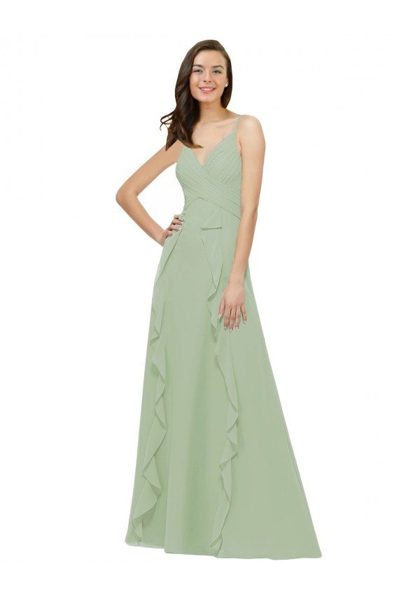 Chiffon Bridesmaid Dress with Ruffles and Draping Essex