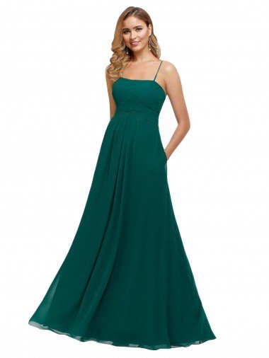 Chiffon Bridesmaid Dress with Pleated Bodice and Straps Essex