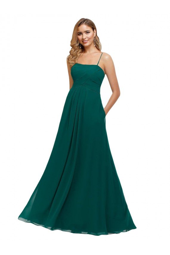 Chiffon Bridesmaid Dress with Pleated Bodice and Straps Essex
