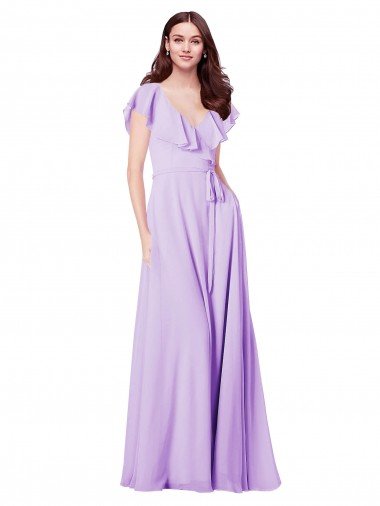 Flutter Sleeves V-Neck Chiffon Bridesmaid Dress Essex