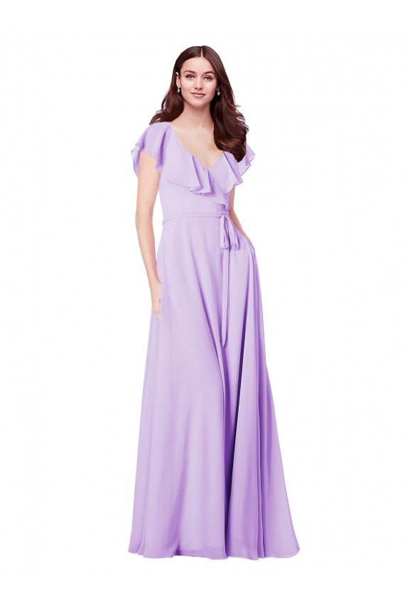 Flutter Sleeves V-Neck Chiffon Bridesmaid Dress Essex