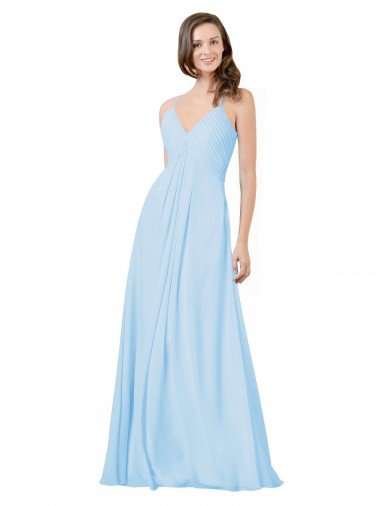Long V-Neck Chiffon Bridesmaid Dress with Keyhole Back Essex