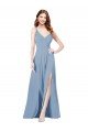 Surplice Bodice A-Line Long Chiffon Bridesmaid Dress Essex