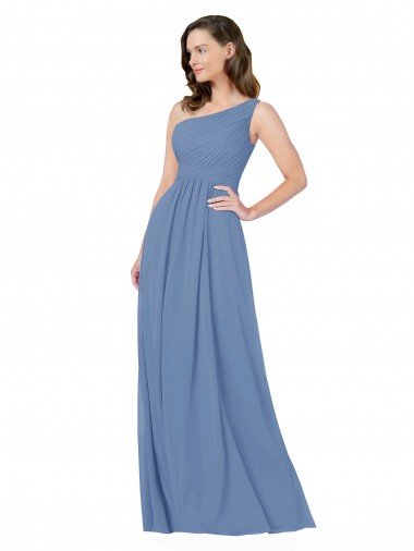 Pleated One Shoulder Chiffon Bridesmaid Dress Essex