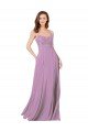 Floral Detailed Chiffon Bridesmaid Dress with Keyhole Back Essex